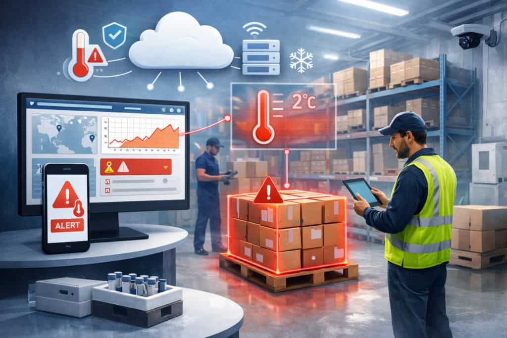 It detects temperature excursions early and isolates at-risk lots before they spoil