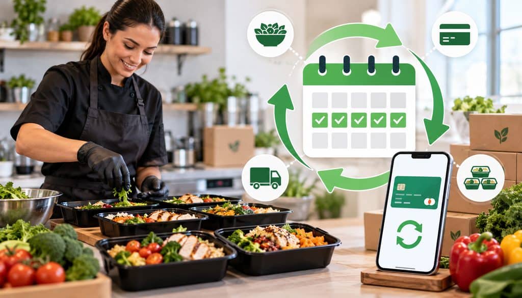 Meal prep weekly recurring billing illustration